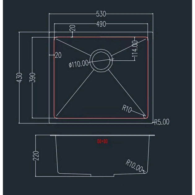 Мойка кухонная GRANADO Under top max STEEL S201 black honeycomb (GS07201BH) - изображение 10