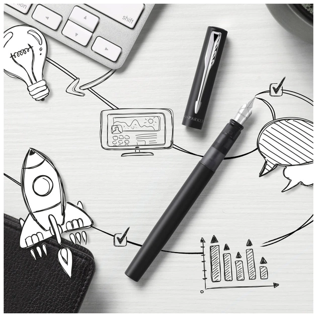 Ручка пір'яна Parker VECTOR 17 XL Metallic Black CT  FP M (06 012) - изображение 6