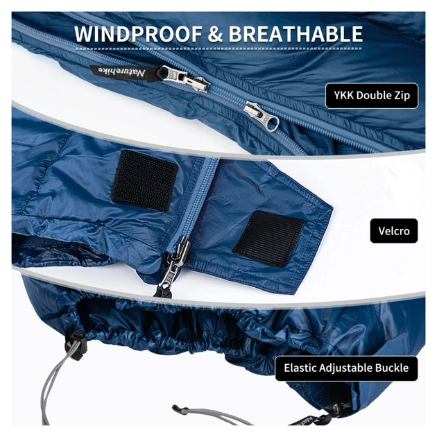 Спальный мешок Naturehike з натуральним пухом CWM295 CNK2300SD013, блакитний (6976023920899) - изображение 8