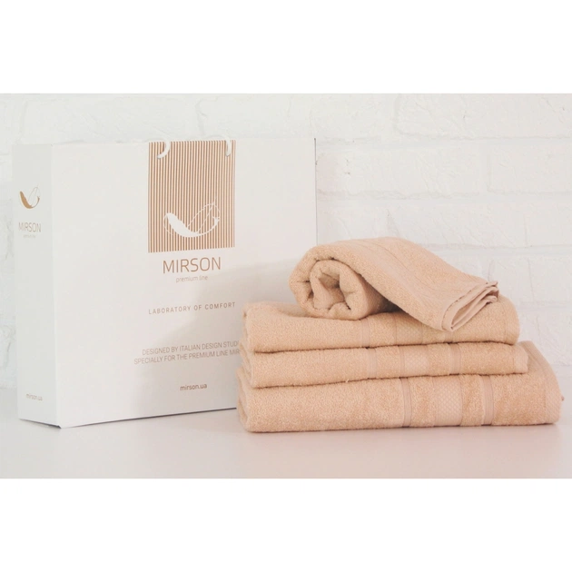 Рушник MirSon набір банних 5075 Elite SoftNess Ivory 40х70, 50х90, 70х140, (2200003975673) - изображение 1