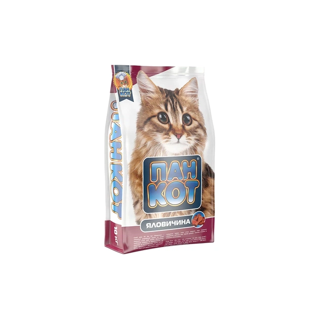 Сухой корм для кошек Пан Кот Говядина 10 кг (4820111140091) - изображение 1