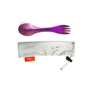 Ложка-виделка туристична TiTo Titanium 2 в 1 з мішечком Pink (SPK2B1-RSkit) зображення 1