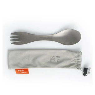 Ложка-виделка туристична TiTo Titanium 2 в 1 з мішечком Grey (SPK2B1-GRkit) зображення 1