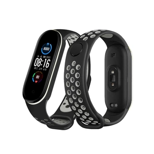 Ремінець до фітнес браслета BeCover Nike Style для Xiaomi Mi Smart Band 5 Black-Gray (705151) зображення 1
