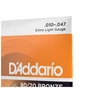 Струни для гітари D'Addario Bronze 80/20 Extra Light (10-47) (EJ10) - уменьшенное изображение 4