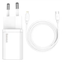 Зарядний пристрій Baseus Super Si 1C 20W With Simple Wisdom Data Cable Type-C/iP White (TZCCSUP-B02) - уменьшенное изображение 6