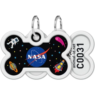 Адресник для тварин WAUDOG Smart ID з QR паспортом "NASA", кістка 40х28 мм (0640-0147) изображение 1
