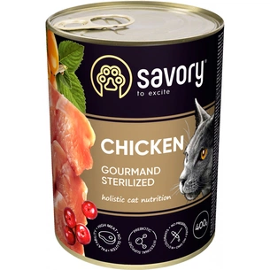 Вологий корм для кішок Savory Cat Can Adult Sterilised курка 400 г (4820232630761) зображення 1