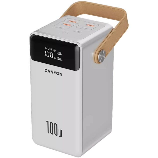Батарея універсальна Canyon 60000mAh OnPower 610 PD/100W metal White (CNS-CPB610W) - зображення 1