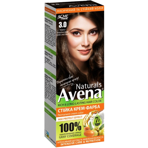 Краска для волос Acme Color Avena Naturals Стойкая 3.0 - Dark Chestnut (4823115503206) - изображение 1