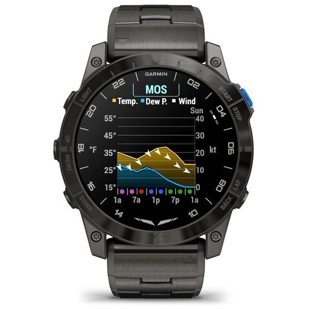 Смарт-годинник Garmin D2 Mach 2, 47mm, Saph, Bare Ti/Blk w/LthrBd, GPS (010-02904-31) - picture 11