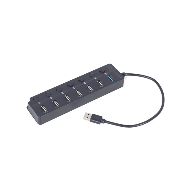 Концентратор Gembird 7 ports (1xUSB3.1+6xUSB2.0) switch black (UHB-U3P1U2P6P-01) - зображення 1