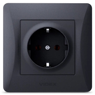 Розетка Videx BINERA 1ая із заземленням черн (VF-BNSK1G-BG) зображення 1
