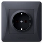 Розетка Videx BINERA 1ая із заземленням черн (VF-BNSK1G-BG) - уменьшенное изображение 1