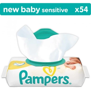 Дитячі вологі серветки Pampers New Baby Sensitive, 54 шт (4015400686101) зображення 1