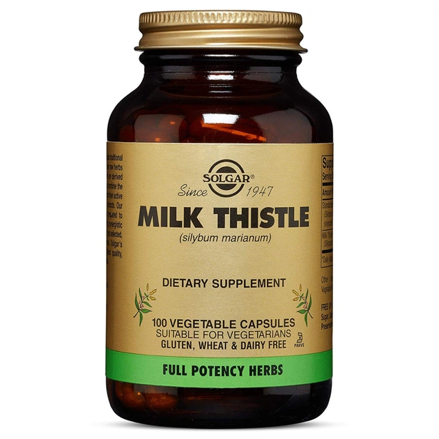 Травы Solgar Расторопша, Milk Thistle, 100 вегетарианских капсул (SOL03972) - изображение 1