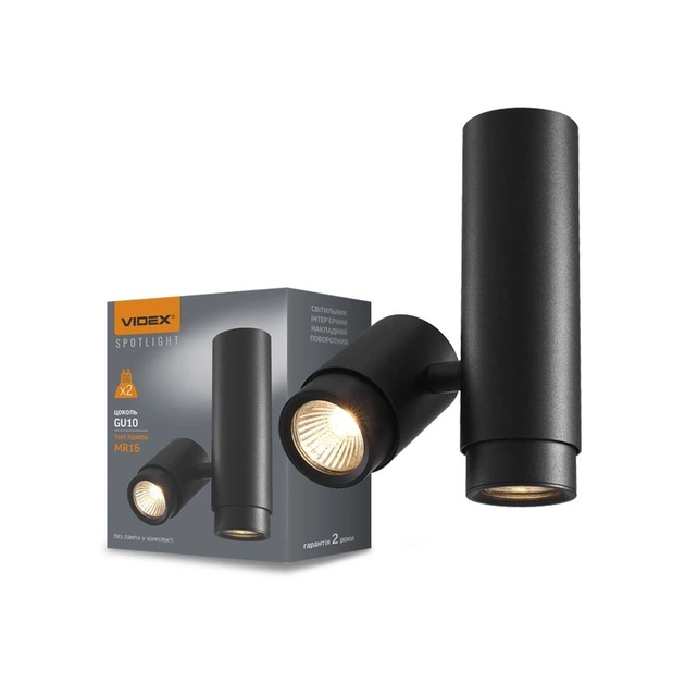 Світильник точковий Videx під лампу GU10 SPF07 накладний поворотний подвійний чорний (VL-SPF07-B) - picture 3