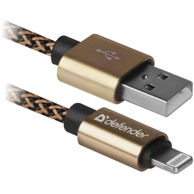 Дата кабель USB 2.0 AM to Lightning 1.0m gold Defender (87806) - изображение 1