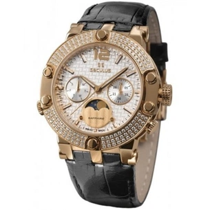 Наручний годинник Seculus 1690.5.706 white, pvd-r with stones, black leather зображення 1