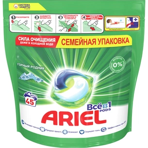 Капсули для прання Ariel Pods Все-в-1 Гірське джерело 45 шт. (8001841456058) зображення 1