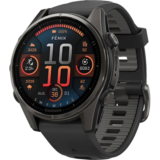 Смарт-годинник Garmin fenix 8 43mm, AMOLED, Saph, CrbnGry Ti/Blk, Blk/PebblGryBnd, (010-02903-21/010-02903-28) - зображення 1