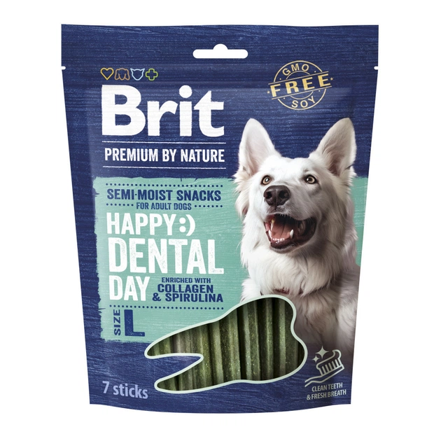 Ласощі для собак Brit Premium Dental Snacks L для великих порід з колагеном і спіруліною 250 г (8595602573967) - зображення 1