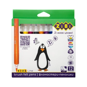 Фломастери ZiBi KIDS Line JUMBO брашеві 12 кольорів (ZB.2822) зображення 1