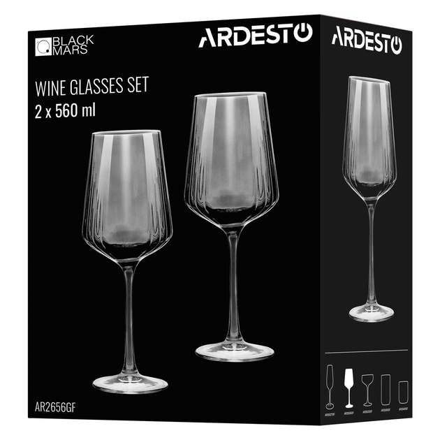 Набір келихів Ardesto Black Mars Alcor 560мл, 2шт, скло, сірий (AR2656GF) - picture 4