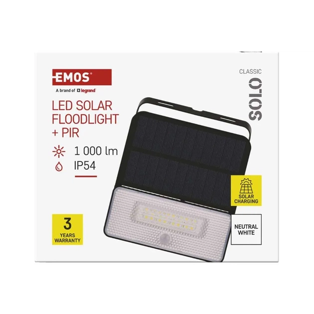 Прожектор EMOS сонячний світлодіодний 1000 лм IP54 4000K PIR (ZG121S) - зображення 10