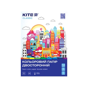 Кольоровий папір Kite А4 двосторонній Classic 10арк/5 неон+5 звичайних (K-288) зображення 1