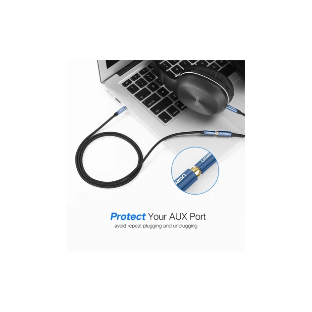 Кабель мультимедійний 3.5mm M to 3.5mm F 2.0m AV118 blue Ugreen (40675) - зображення 5