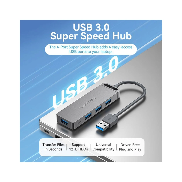Концентратор Vention USB 3.0 to 4xUSB 3.0 Hub With Power Supply 0.15m black (CHLBB) - picture 3