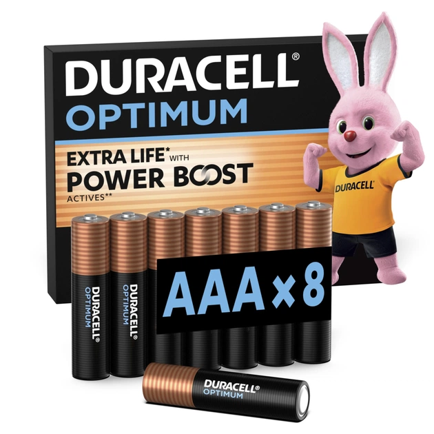 Батарейка Duracell Optimum AAA лужні 8 шт. в упаковці (5015602) - зображення 1