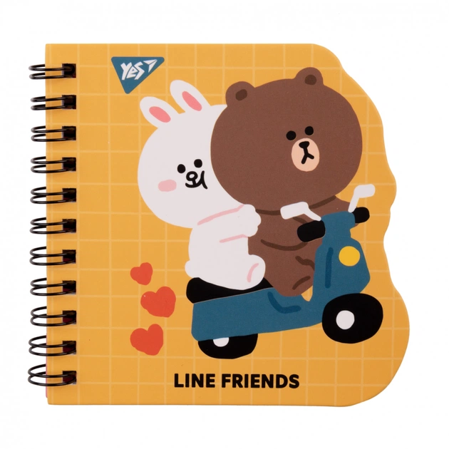 Блокнот Yes 100x100 мм 30 аркушів подвійна спіраль Line Friends yellow крапки (151812) - зображення 1