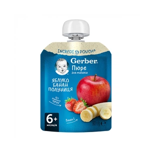 Дитяче пюре Gerber Яблуко, банан, полуниця 90 г (1227029) изображение 1