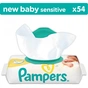 Дитячі вологі серветки Pampers New Baby Sensitive, 54 шт (4015400686101) - зменшене зображення 1