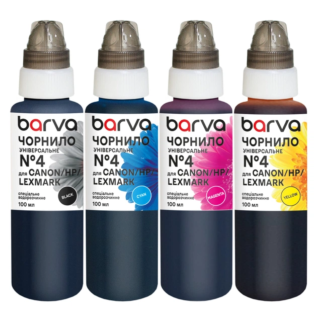 Чорнило Barva Canon/HP/Lexmark 4 4x100 мл, BK/C/M/Y, universal (CU4-100-MP) - зображення 1