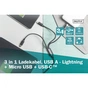 Дата кабель USB 2.0 AM to Lightning + Micro 5P + USB-C 1.0m charge only Digitus (AK-300160-010-S) - зменшене зображення 9