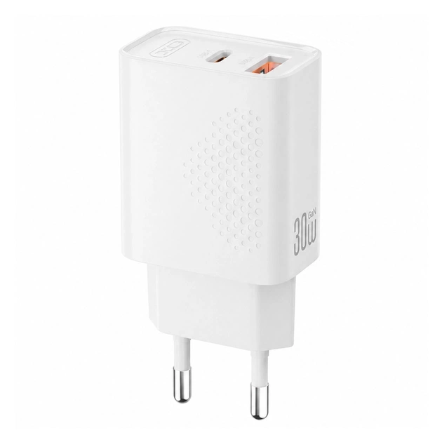 Зарядний пристрій XO QC16U 1xUSB-C PD30W + 1xUSB QC3.0 GaN white (XO-QC16U) - зображення 1