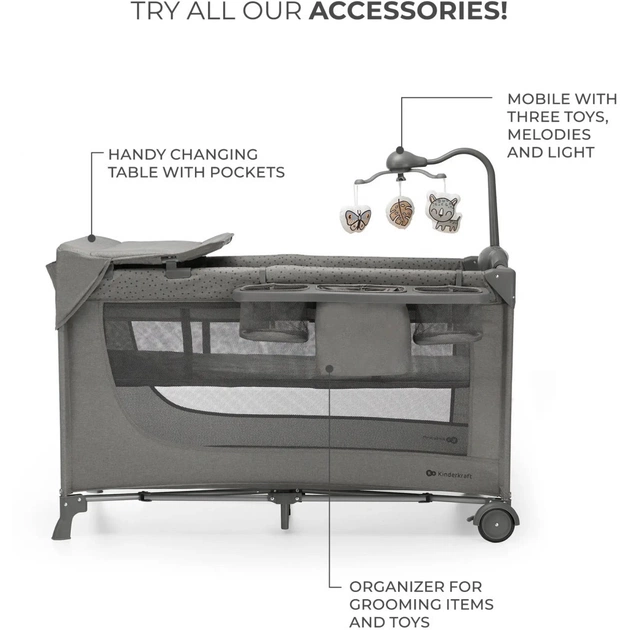 Дитячий манеж Kinderkraft с пеленатором Joy 2 Dark Grey (5902533925155) - picture 6