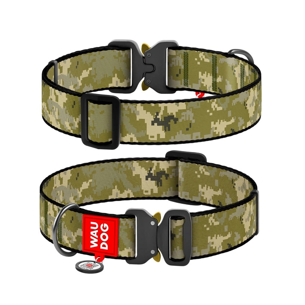 Нашийник для тварин WAUDOG Nylon з QR-паспортом "Мілітарі" металевий фастекс XL (288-4026) - зображення 1