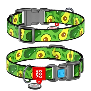 Нашийник для тварин WAUDOG Nylon з QR паспортом "Авокадо" пластиковий фастекс S (4761) зображення 1