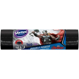 Пакети для сміття Vortex Max Thor багатошарові чорні 160 л 10 шт. (4823071643176) зображення 1