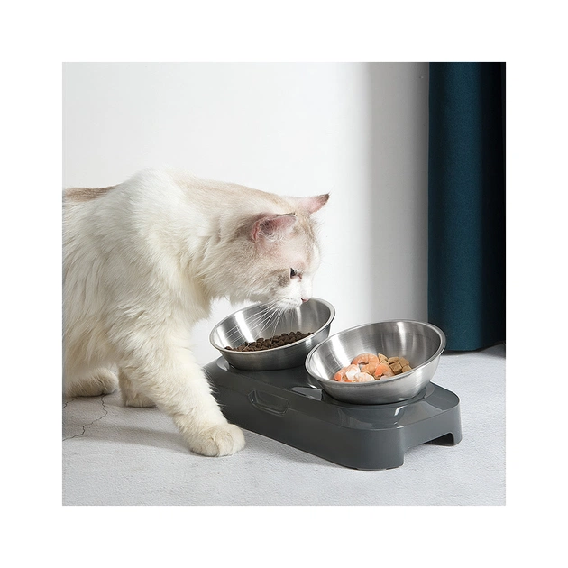 Посуд для котів Lapka Годівниця подвійна з металевими мисками (LPK-27) - picture 12