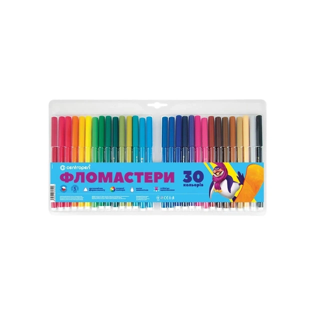 Фломастеры Centropen 7550/30 COLOUR WORLD, 30 colors (7550/30 ТП) - изображение 1