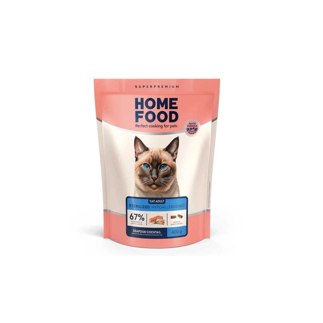 Сухий корм для кішок Home Food Hypoallergenic For sterilised морський коктейль 400 г (4820290090019) - зображення 1