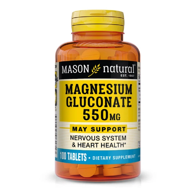 Мінерали Mason Natural Магнію глюконат 550 мг, Magnesium Gluconate, 100 таблеток (MAV06171) - зображення 1