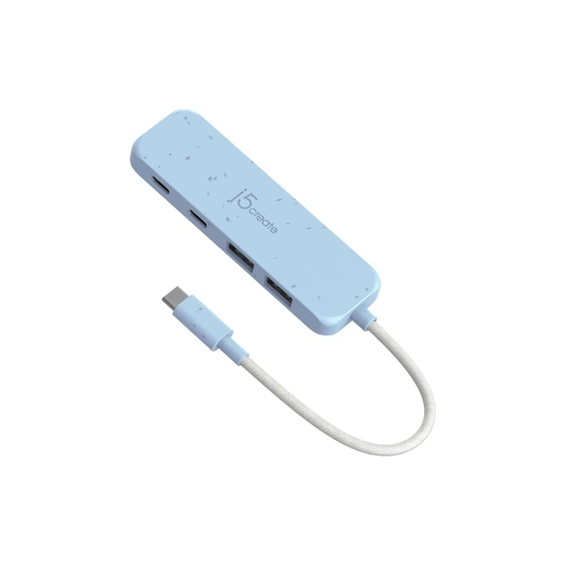 Концентратор J5create USB-C to 2xUSB-A + 2xUSB-C 3.2 10Gbps cyan (JCH342EC-N) - изображение 1