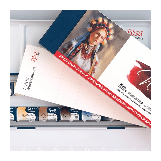 Акварельні фарби Rosa Gallery Portrait, в металевому пеналі, 14 кол., кювета (4823098539766) - picture 7