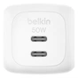 Зарядний пристрій Belkin 2xUSB-C PD50W GaN PPS white (WCH019KQWH) - зменшене зображення 3